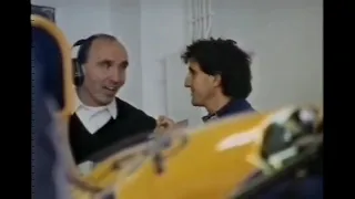 Frank Williams chats with Alain Prost about Damon Hill and Mika Hakkinen