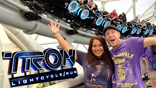 TRON LightCycle Run Front Row POV at Magic Kingdom FULL Ride & Experience - Disney World