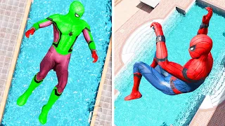 GTA 5 Spiderman vs Green Spiderman Funny Parkour Fails (Funny Moments)