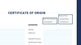 Free Trade Agreement (FTA) Certificate of Origin