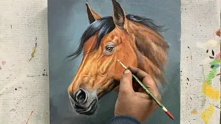 Easy Horse Acrylic Painting || Step By Step Tutorial || ARTOHOLIC