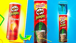 6 ИНТЕРЕСНЫХ И КРУТЫХ ЛАЙФХАКОВ С ЧИПСАМИ ПРИНГЛС своими руками! 6 Pringles Lifehacks!