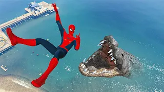 GTA 5 Water Ragdolls | Classic Spider-Man vs ALLIGATOR (Euphoria Physics, Funny Ragdolls) Ep.162
