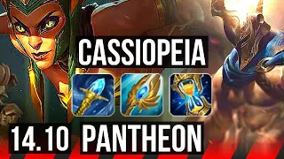 CASSIOPEIA vs PANTHEON (TOP) | 8k comeback, 11/2/9, 800+ games, Dominating | KR Diamond | 14.10