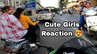 Cute college girls shocking reactions😍 & boys crazy reactions🥵 on my loud zx10r 2022 sc project🔥