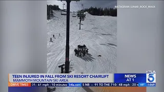 Teen’s fall from ski lift caught on camera in California