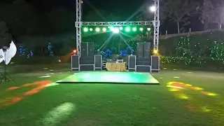 Single side truss dj setup with 4 sharpy