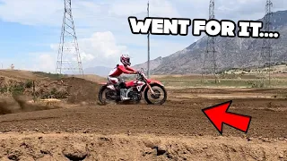 Sending HUGE jumps at Dirt Bike Track! Goes Wrong..