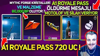 BEDAVA MALZEME VE MYTHIC FORCE KRİSTALİ A1 ROYALE PASS 720 UC  BEDAVA ÖLÜRME MESAJLI  PUBG Mobile