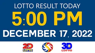 Lotto Results Today December 17 2022 5pm Ez2 Swertres 2D 3D 6D 6/42 6/55 PCSO