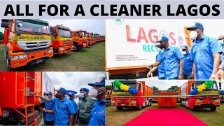 Waste Management in Lagos gets a boost, as Sanwo-Olu unveils 102 locally assembled trucks, 100 bins