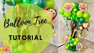 Balloon Tree Tutorial | Jungle Theme Party | Easy balloon tutorial