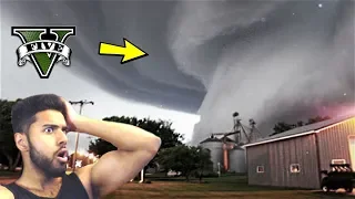 ESCAPING THE BIGGEST TORNADO EVER! GTA 5 Real Life Weather Mod