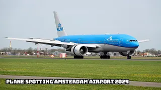 1 HR Amsterdam Airport Plane Spotting | Airplane Landings With a Strong Wind Today | 6 April 2024