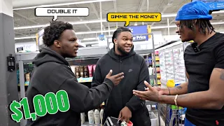 GIVING AWAY $1,000 BUT FORCING PEOPLE TO DOUBLE IT PRANK IN THE HOOD