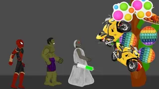 Granny vs Spiderman, Hulk Chicken Pop it Car Tree Funny Aniamtions - Drawing Cartoon 2