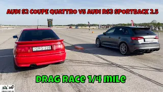 AUDI S2 COUPE QUATTRO vs AUDI RS3 SPORTBACK 2.5 DAZ drag race 1/4 mile 🚦🚗 - 4K UHD