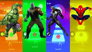 Hulk 🆚 Thanos 🆚 Venom 🆚 Spiderman | Marvel Comics | Tiles Hop Fun Ball