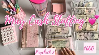 $600 Cash Envelope Stuffing| Sinking Funds| May Paycheck #2| #cashenvelopestuffing