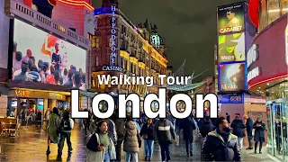 London Walk 2023 |Central London Virtual Winter Walking Tour 2023| London 4k HDR