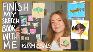 ✿ Finish my sketchbook with me + 2024 art goals ✿