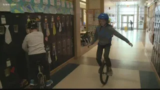 Jefferson Elementary School teaches kids how to ride a unicycle