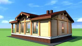 летняя кухня с бассейном в беседке  post&beam logcabin