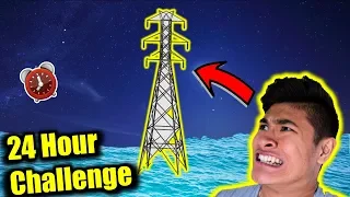 24 HOUR OVERNIGHT CHALLENGE on TOWER in Ocean (PART 2)