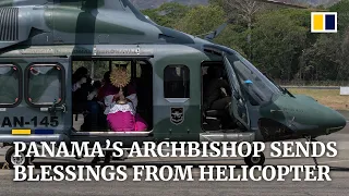 Coronavirus: Panama’s archbishop delivers Palm Sunday blessings from helicopter amid pandemic