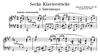 Brahms: 6 Klavierstücke, Op.118 - No.2 Intermezzo in A major [Lupu] (w/ score)