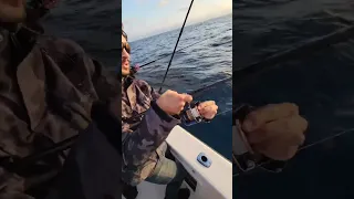 Spinning gear getting spooled by tuna