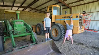 Digging dirt and playing with rocks and hay on the farm compilation | Tractors for kids