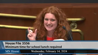 House bill would mandate 15-minute minimum for lunchtime in MN schools  2/14/24