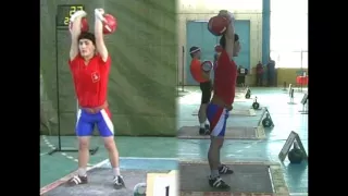 Johny Benidze - kettlebell sport jerk technique (front view, side view)