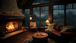 Cozy Cabin Fireplace Sounds: Rain And Thunder For Sleep And Relaxation | Resting Area