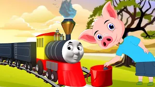 Piggy On The Railway Line - English Nursery Rhymes - Cartoon And Animated Rhymes#riya_nursery_rhymes