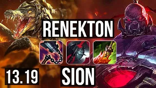 RENEKTON vs SION (TOP) | 8 solo kills, 300+ games | EUW Master | 13.19