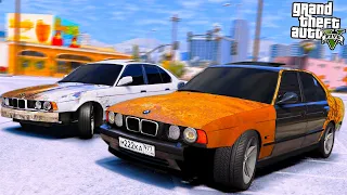 ОПЕРСКАЯ ЕЗДА В GTA 5 - ПАРНЫЙ ДРИФТ НА РЖАВЫХ BMW M5 E34! ВАЛИМ БОКОМ НА ДВУХ РАЗБИТЫХ БМВ! 🌊ВОТЕР