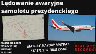 Lądowanie awaryjne prezydenckiego samolotu, POLISH PRESIDENT 737 EMERGENCY LANDING #ATCPolska