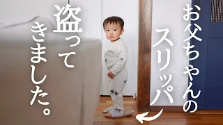 【離乳食】梨のおかわりを狙う顔がガチ…！？大人が食べてるお皿から１ミリも視線を動かさない1歳児