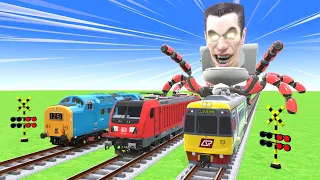 【踏切アニメ】あぶない電車 Ms PACMAN Vs 5 Train Crossing 🚦 Fumikiri 3D Railroad Crossing Animation #7