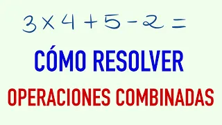 Operaciones combinadas - Ejercicios resueltos: 3 x 4 + 5 - 2 =