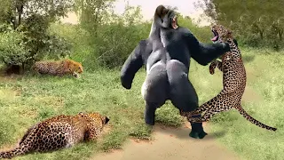Watch in Awe as the Protective Baboon and Gorilla Battles a Ferocious Leopard to Save Her Baby