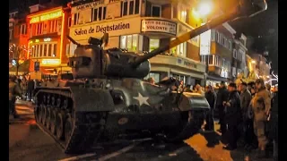 Tanks in Bastogne at night (Pershing, Sherman, Locust,...)