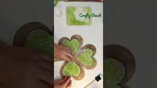 Dollar tree DIY Sea glass shamrock sign at crafty beach on YouTube #dollarTreeDIY #StPatricksDayDIY