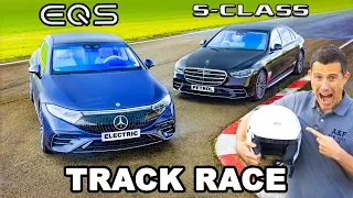 Mercedes EQS v S-Class: TRACK RACE,  0-60mph & 1/4-mile test!