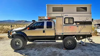 Jon Burtt's F-250 MONSTER 4x4 Flat Bed Truck Camper on 40's - Exterior WALK THROUGH