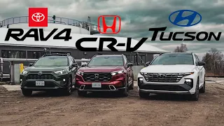 2024 Toyota RAV4 vs Honda CR-V vs Hyundai Tucson Comparison Review // Compact SUV Battle!