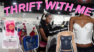 THRIFT WITH ME ♡ How to thrift your dream spring wardrobe!! (try on haul, vlog, and thrifting tips)