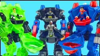 Batman Green Lantern Superman Battle Bane Lex Luthor Brainiac in Imaginext Robot Battle Slam Video